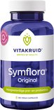 Donkerblauwe pot met 90 vega capsules van Symflora Original. Met logo en producttitel.