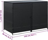 vidaXL - Containerberging - dubbel - 148x80x111 - cm - poly - rattan - zwart
