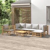 The Living Store Bamboe Tuinset - Modulaire Loungeset - Afmetingen- 55 x 69 x 65 cm - Inclusief Kussens