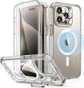 Coque ESR Armor Tough HaloLock adaptée à Apple iPhone 15 Pro Max | Compatible avec MagSafe | avec béquille de rangement | Protection complète | Protection Extra de la caméra | Transparent