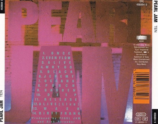 Pearl Jam Ten - Rock CD album met Once en Alive - 2004 | bol
