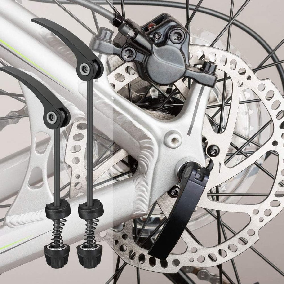 4 stuks fietsas snelsluiting, MTB racefiets, snelsluiting fiets voor en achteras holle schacht set met standaard afstand