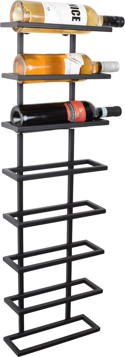 LOFT42 Pinot Wandwijnrek - 8 flessen - Metaal - Zwart - 87x27x11