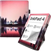 Case2go - Housse pour liseuse Pocketbook Inkpad 4 - Sleepcover - Fonction Auto/Réveil - Avec dragonne - Côté lac