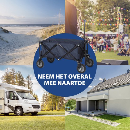 Campart Bolderkar HC-0910 - Opvouwbaar - Bolderwagen met stevig harmonicaframe - Inclusief opbergtas en bodemplaat - Draagvermogen 70 kilo - Blauw