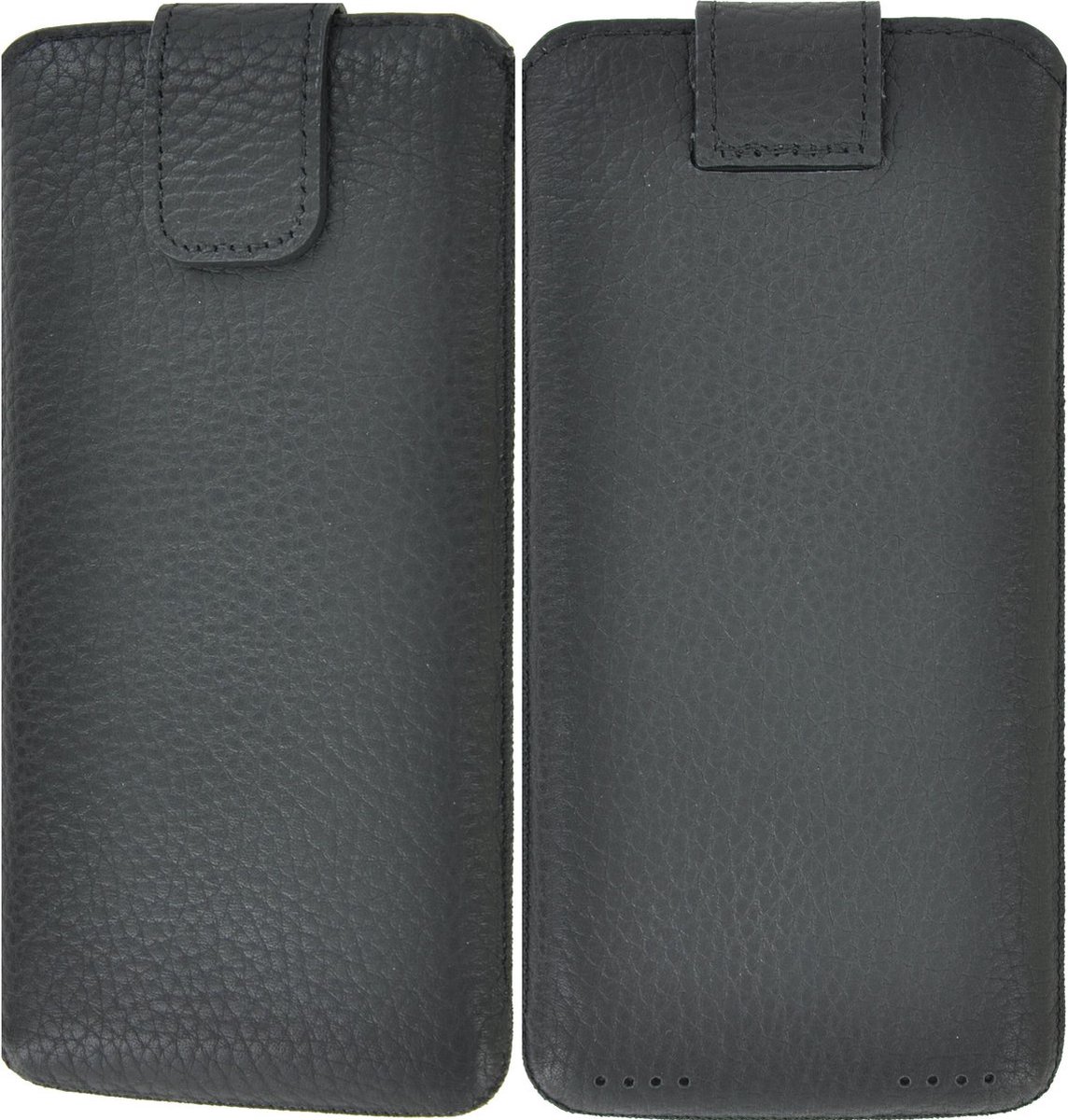 iPhone 12 Pro Hoesje - insteek cover Echt Leer Zwart