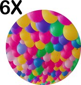BWK Luxe Ronde Placemat - Feestelijke Ballonnen in Veel Kleuren - Set van 6 Placemats - 50x50 cm - 2 mm dik Vinyl - Anti Slip - Afneembaar