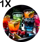 BWK Flexibele Ronde Placemat - Gekleurde Cocktails op een Dienblad - Set van 1 Placemats - 50x50 cm - PVC Doek - Afneembaar
