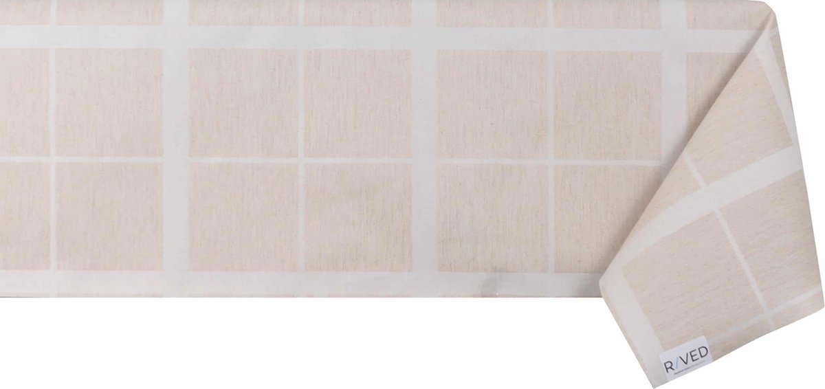 Raved Tafelzeil Vierkant Uitwasbaar 140 cm x 50 cm - Beige - Waterafstotend