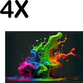 BWK Textiele Placemat - Gekleurde Verf Splash - Set van 4 Placemats - 45x30 cm - Polyester Stof - Afneembaar