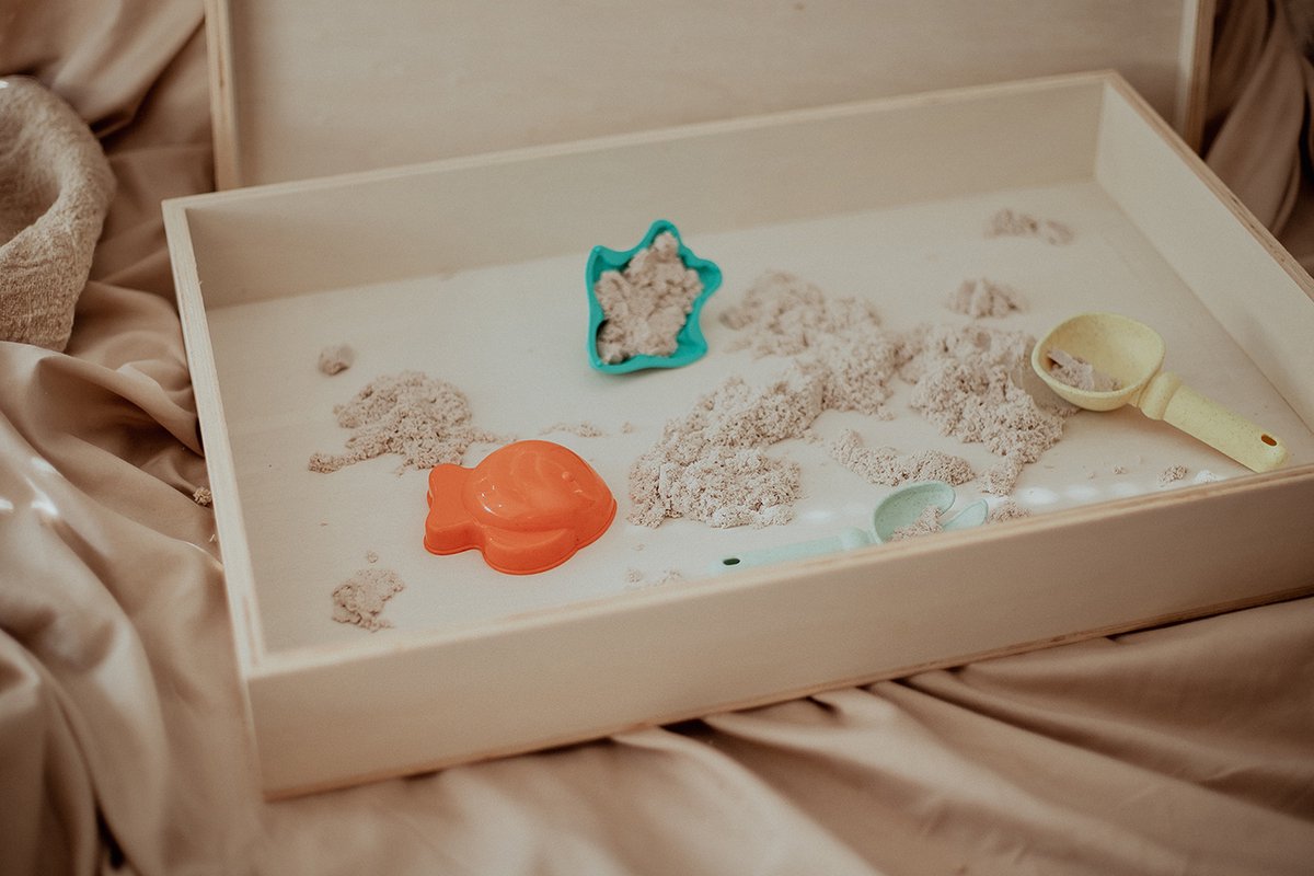 BolleToet houten speelbak voor kinetisch zand / klei - gepersonaliseerd