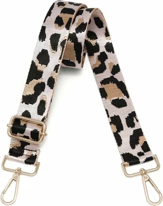 Bag strap leopard - goud metaal - schouderband - tassenriem - tasriem- schouderriem - leopard roze