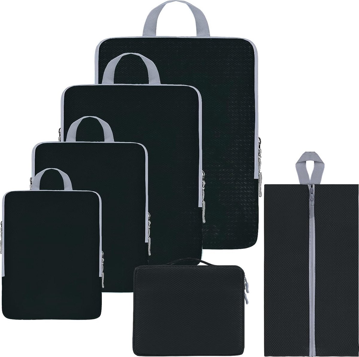 5-teilig Kompressions Packwürfel Set für Reisen, Compression Packing