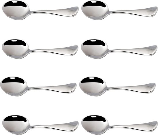 18/8 roestvrijstalen espressolepel, 8 stuks 13,7 cm mini-koffielepels, kleine lepel, dessert- en theelepels (zilver)