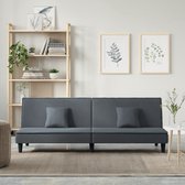 The Living Store Slaapbank - Fluweel - Verstelbare rugleuning - Comfortabele zitervaring - Praktische rolkussens - Stevig en stabiel frame - Donkergrijs - Afmetingen- 200 x 89 x 70 cm