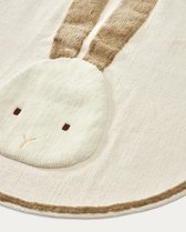 Kave Home - Tapis Yanil rond beige en coton avec lapin Ø 100 cm