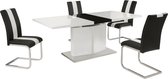 Set "eetkamer" met 4 stoelen - Wit en zwart - TRINITY L 200 cm x H 76 cm x D 90 cm
