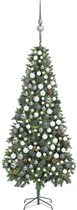 The Living Store Kunstkerstboom 210 cm - Groen - Met LED-lichtslinger - Inclusief 36 dennenappels - The Living Store