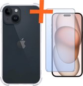 Coque iPhone 15 antichoc avec protecteur d'écran - iPhone 15 transparent résistant aux chocs avec verre de protection