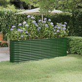 The Living Store Ovale plantenbak - gepoedercoat staal - 224 x 40 x 68 cm - groen