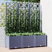 The Living Store Plantenbak met Latwerk - Donkergrijs - 120 x 40 x 136 cm - Weerbestendig