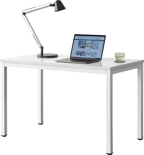 Bureau Kenton - Laptoptafel - 120x60x75 cm - Wit - Staal en spaanplaat - Modern design