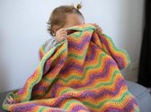 Haakpakket babydeken - zigzag patroon vrolijke kleuren - ideaal om te starten met haken