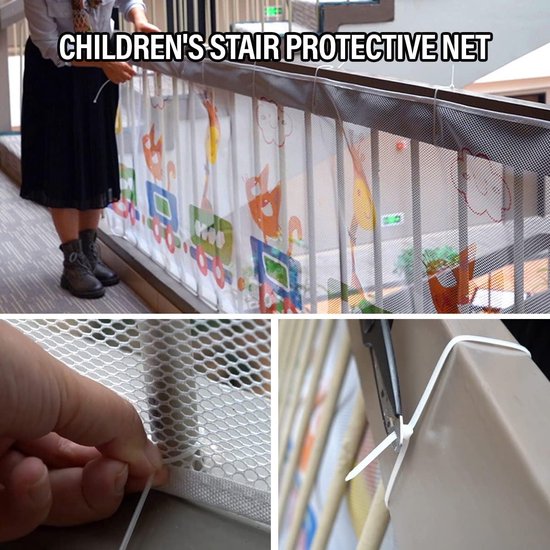 Filet de Sécurité pour Enfant 3M Filet Protection Escalier Enfant