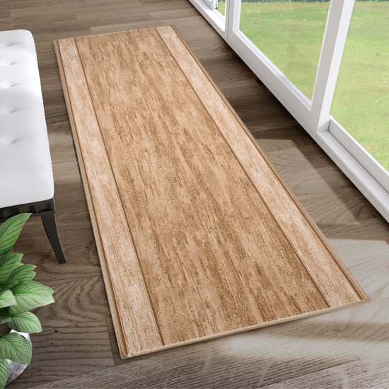 Foto: Tapiso antislip rubber lichtbeige gang woonkamer rubbermat tapijt maat 80x150