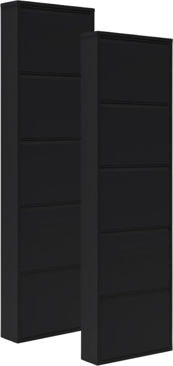 Schoenenkast Bodi 5-vaks Zwart (set van 2)