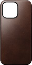 Nomad Modern Leather Case - Hoesje voor iPhone 15 Pro Max - Horween leder - Geschikt voor MagSafe en draadloos opladen - Rustiek bruin