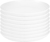 PlasticForte Assiette ronde/assiette de camping - 8x - D25 cm - Blanc ivoire - plastique
