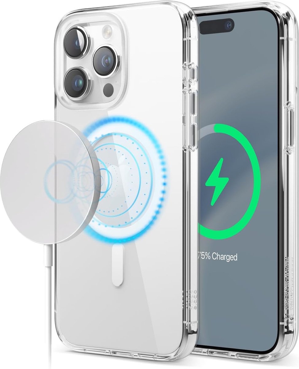 Geschikt voor iPhone 15 Pro Hoesje Transparant Magnetisch backcover / Draadloos Opladen & Magneetfunctie case