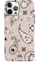 xoxo Wildhearts Paisley Dawn Nude - Single Layer - Hard case hoesje geschikt voor iPhone 11 Pro hoesje - Print met bloemen en hartjes - Beschermhoes geschikt voor iPhone 11 Pro case met print - beige / zwart