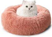 CALIYO Hondenmand Donut - Kattenmand 50 cm- Fluffy Hondenkussen - Geschikt voor honden/katten tot 30 cm - Roze