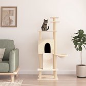The Living Store Kattenmeubel - All-in-One - Krabpaal - 72x66.5x153cm - Crème