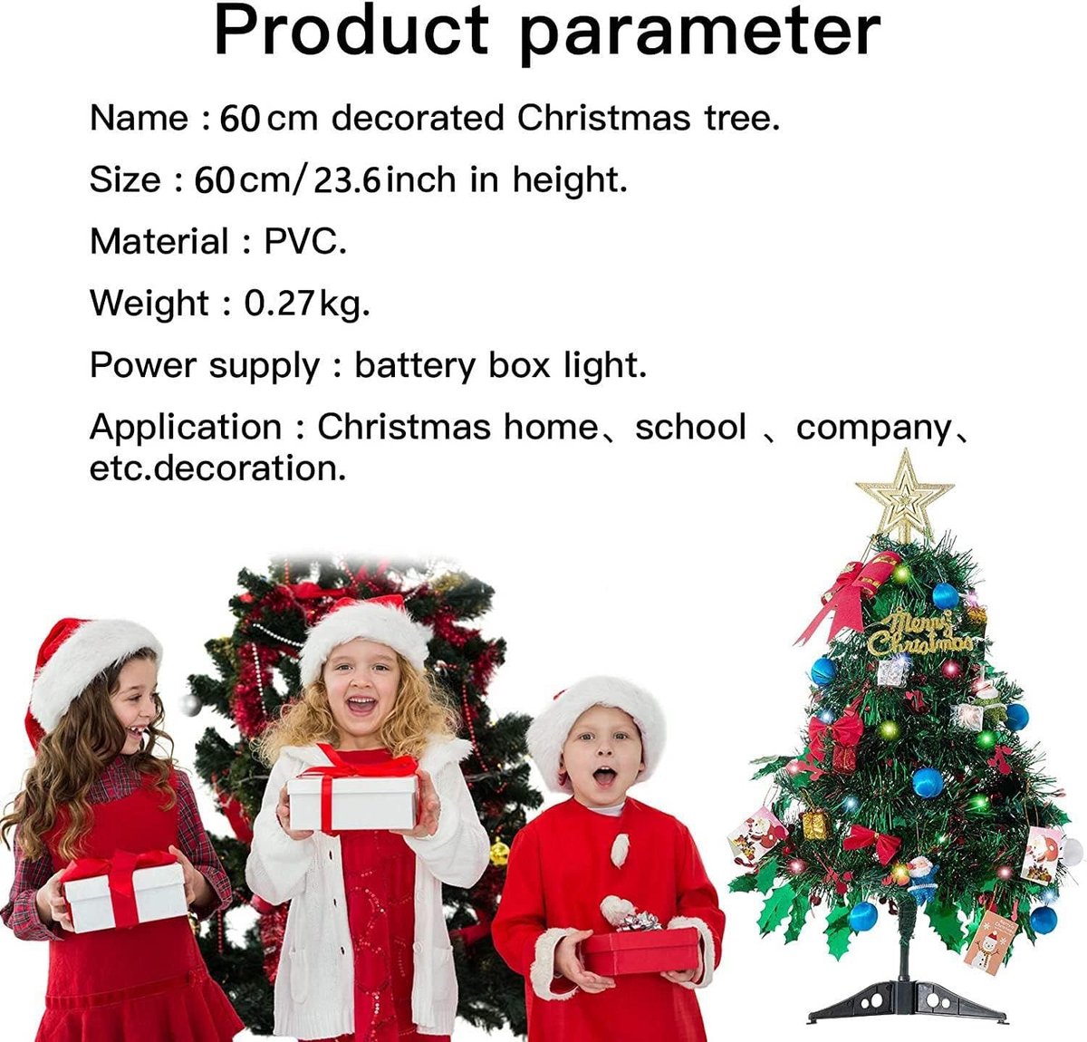 Decoratieve kerstboom 55cm,mini-kerstboom,tafelkerstboom met ornamenten