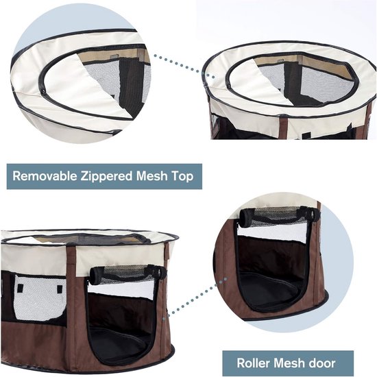 2-in-1 Draagbare Kattenbox – Grote Achthoekige Ren Met Afneembare Kattenbak (48x26x26 Inch) – Voor Kleine Honden, Konijnen & Katten