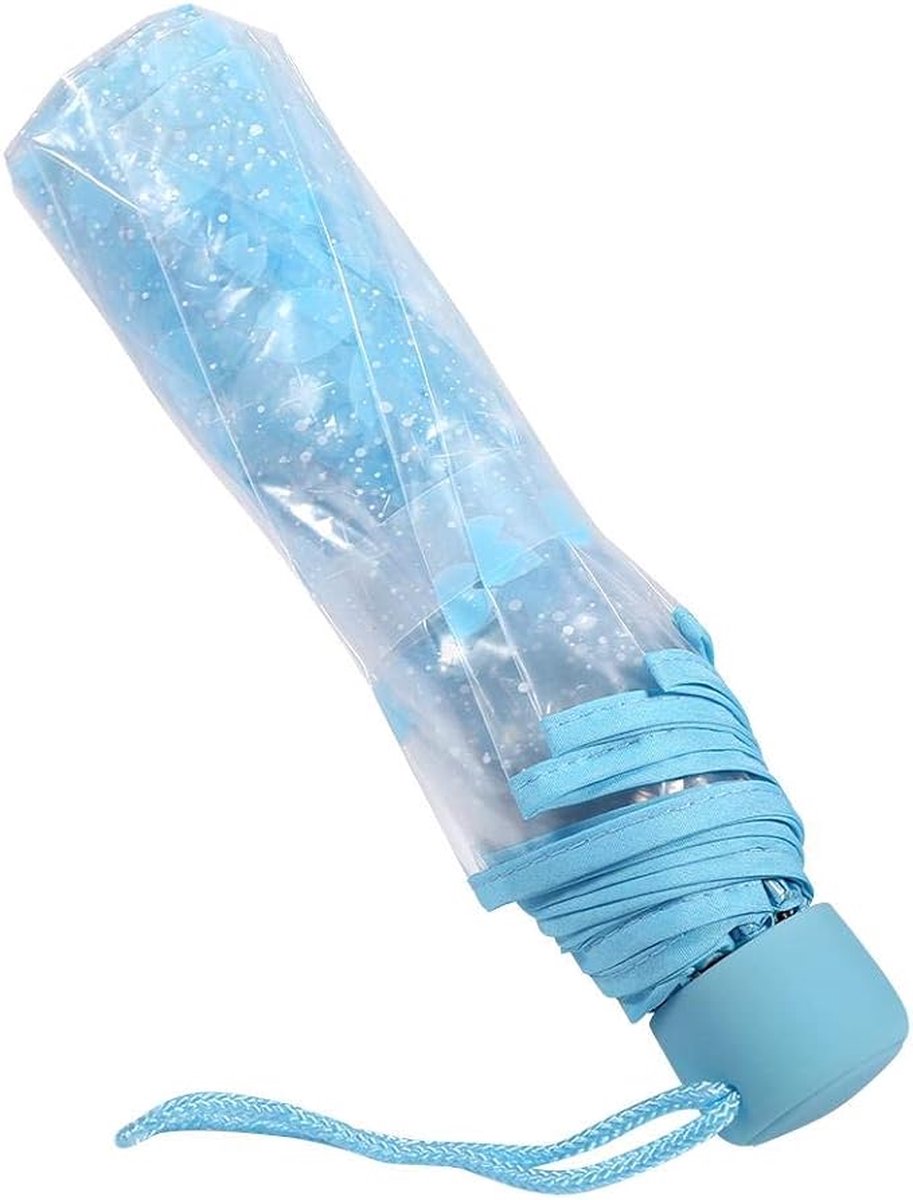 Stylish princess umbrella with transparent foldable canopy, featuring cherry blossom design in four colors.