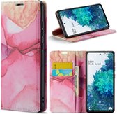 Casemania Hoesje Geschikt voor Samsung Galaxy A52 Pink Rhodonite - Marmer Portemonnee Book Case