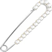 Fako Bijoux® - Epingle décorative / Epingle à foulard - Mini Bande de Perles - 76mm - Couleur Argent