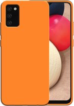 Coque en Siliconen Smartphonica pour coque Samsung Galaxy A02s avec intérieur souple - Oranje / Coque Arrière