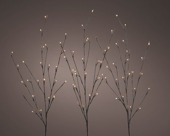 Foto: Kunststof kersttakken bruin met 72 micro led lampjes 100cm