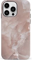 xoxo Wildhearts Marble Brown Sugar - Double Layer - Hard cover geschikt voor iPhone 13 Pro Max hoesje - Siliconen marmer hoesje iPhone - Beschermhoesje geschikt voor iPhone 13 Pro Max hoesje marmer - bruin