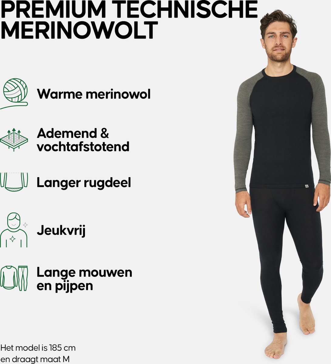Leggings Thermo DANISH ENDURANCE pour homme - en laine mérinos - Zwart- XL