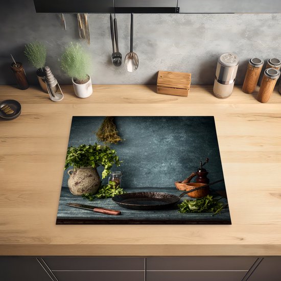 TMK ArtDeko Fornuis afdekplaat afdekking kookplaat 30x52 cm Inductie Beschermer Keuken Decoratie Kookplaat Beschermer voor Inductiekookplaat Afdekplaat Anti Slip Mat - Bloem hout