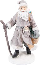 HAES DECO - Figurine déco Père Noël - Taille 12x9x21 cm - Couleur Grijs - Matière Polyrésine - Figurine de Noël , Décoration de Noël