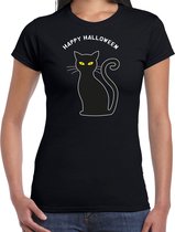 Bellatio Decorations Halloween verkleed t-shirt dames - zwarte kat - zwart - themafeest outfit XL