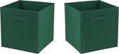Urban Living Opbergmand/kastmand Square Box - 4x - karton/kunststof - 29 liter - donker groen - 31 x 31 x 31 cm - Vakkenkast manden