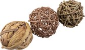 Duvoplus - Speelgoed Voor Dieren - Knaagdier - Trio Natuurlijke Speelballen 3st - 10cm Gemengde Kleuren - 3st